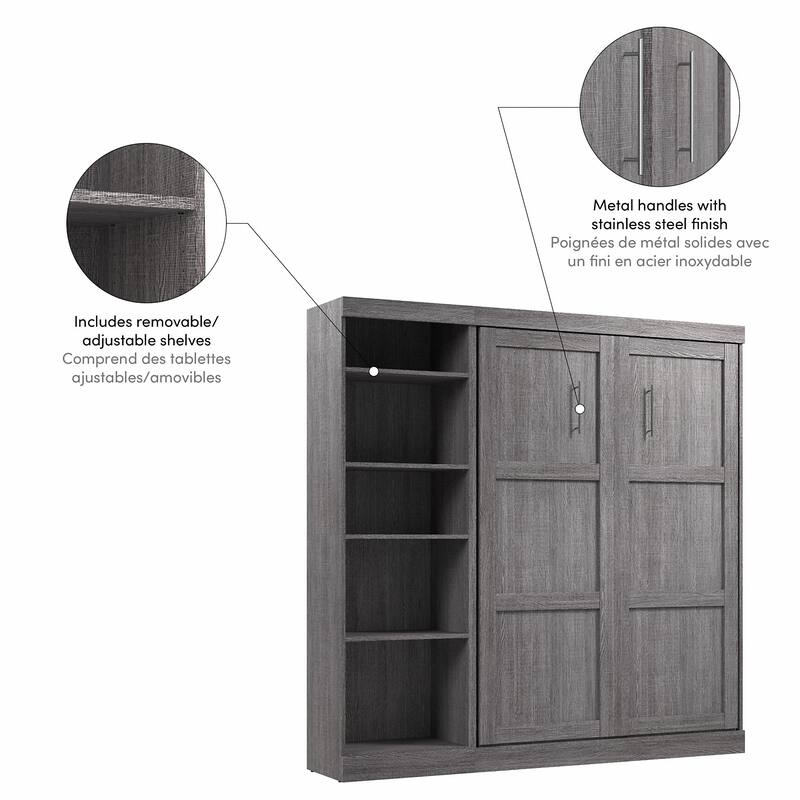Pur Full Murphy Bed with Shelving Unit (84W) by Bestar
