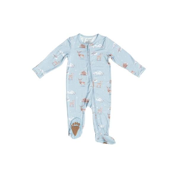 slide 2 of 6, Breezy Bear Baby Footie Pajamas, 2-Way Zipper - Frosty Fawn