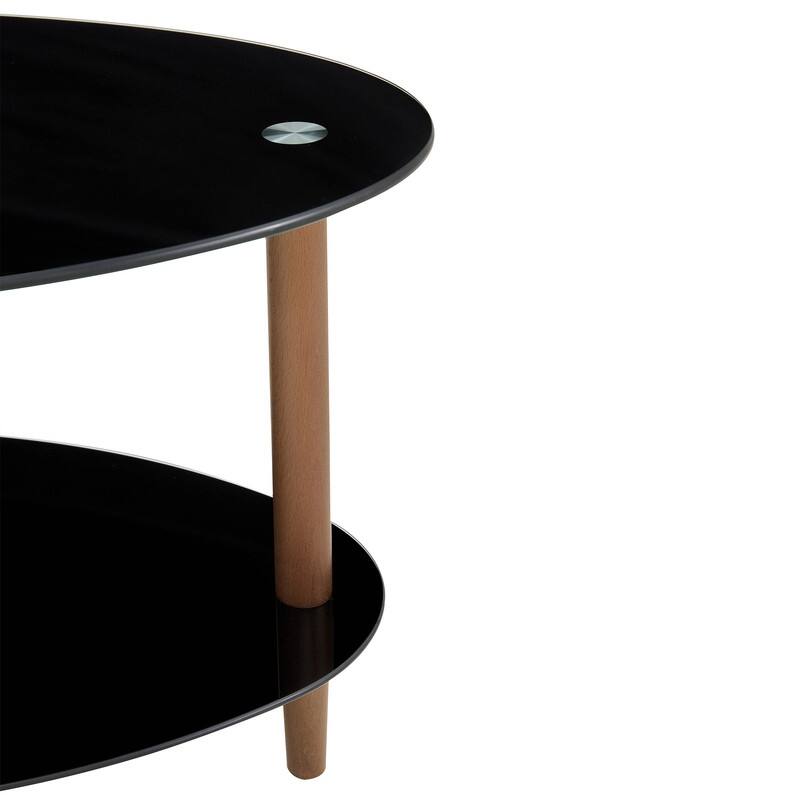 Modern 3-Tier Oval Glass Coffee Table