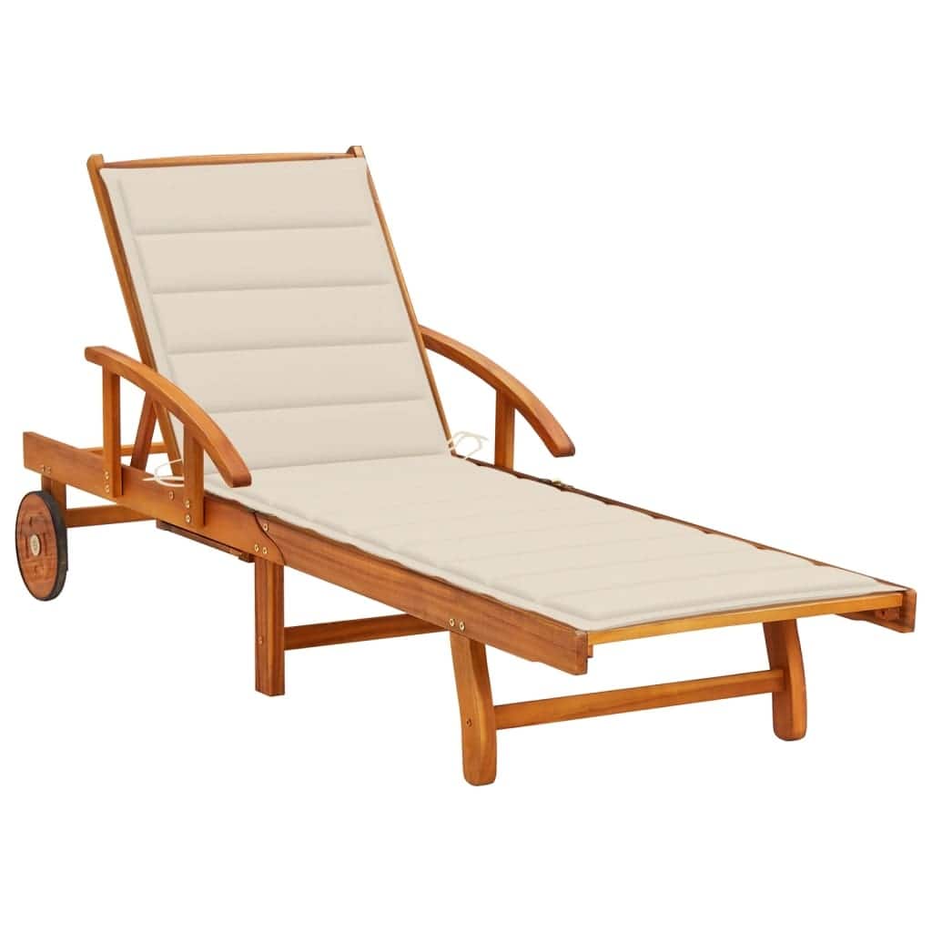 vidaXL Patio Lounge Chair Sunbed Sunlounger with Cushion Solid Acacia Wood