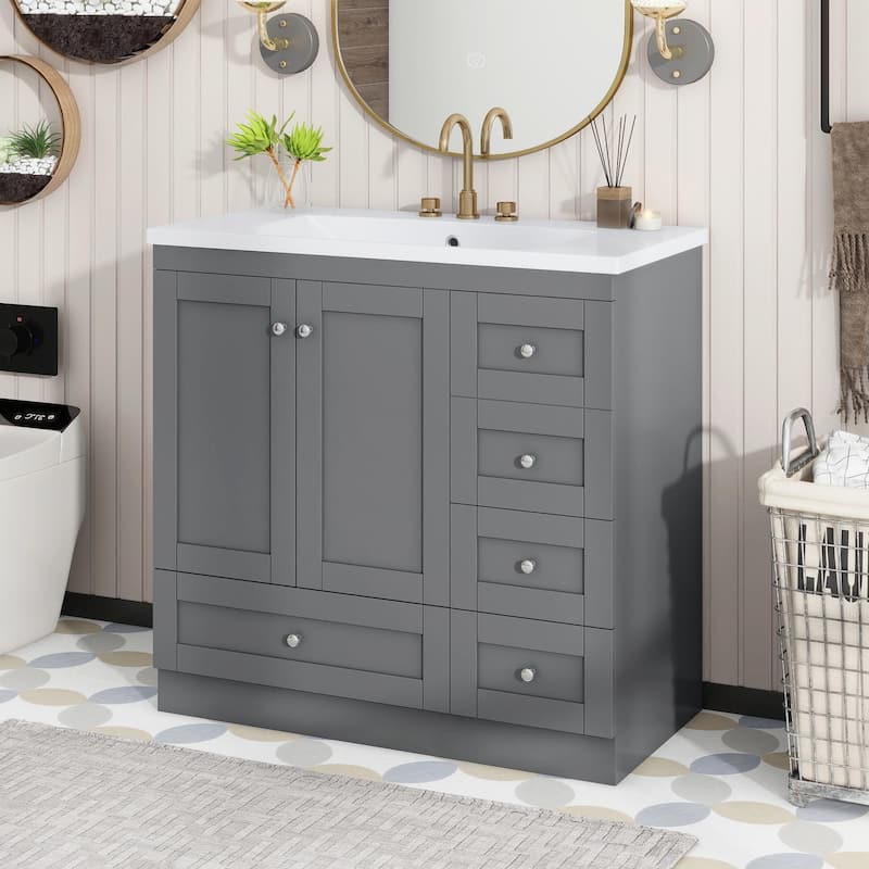 36-Inch Shaker Style Bathroom Vanity Cabinet with Sink