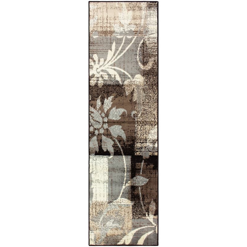 Superior Pastiche Contemporary Floral Patchwork Indoor Runner or Area Rug - 2' 7" x 8' - Beige