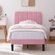 preview thumbnail 1 of 9, Javlergo Upholstered Adjustable Headboard Velvet Platform Bed Quiet Heavy-Duty Bed Frame No Box Spring Needed Pink - Twin