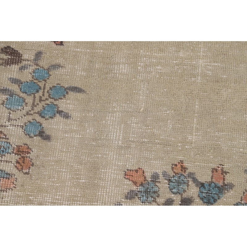 Floral Beige Tabriz Persian Area Rug Handmade Wool Carpet - 8'1"x 10'7"