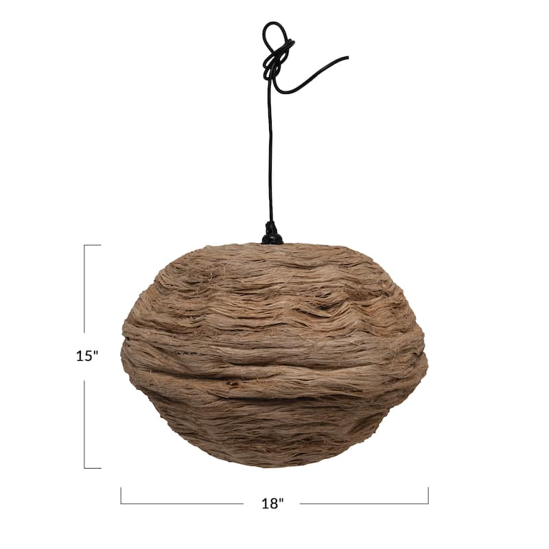 Collapsible Banana Fiber Ceiling Light - 18.0"L x 18.0"W x 15.3"H