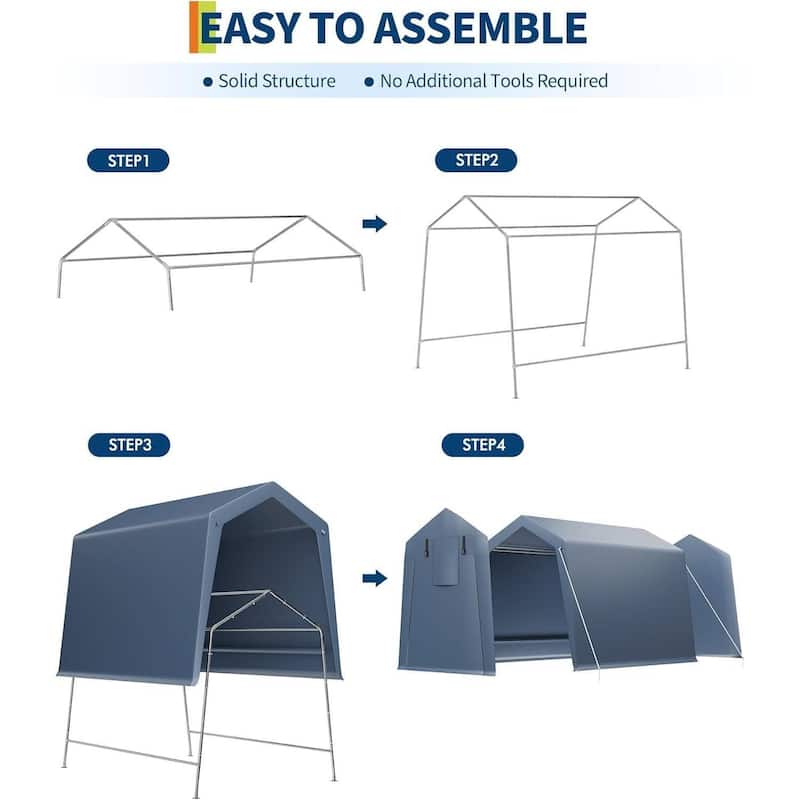 Portable Garage, Outdoor Storage Shelter Shed Carport for Motorcycle Bike