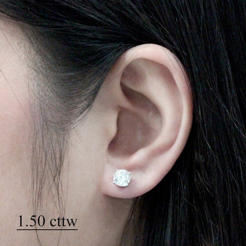 Auriya 1 to 2ctw Round Diamond Stud Earrings Platinum Certified - White (H-I, SI1-SI2) - 1.50ct