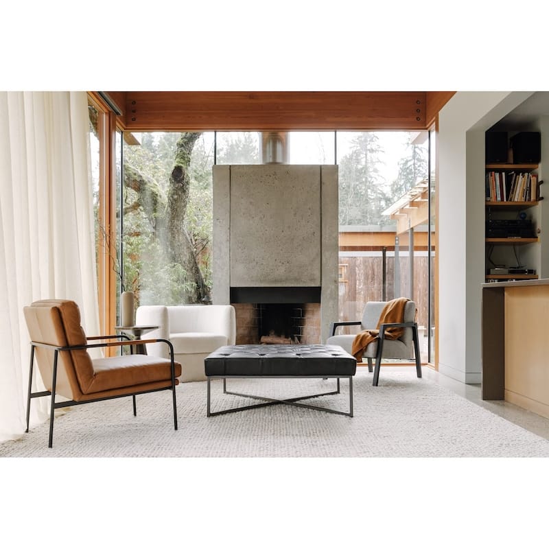 Aurelle Home Rustic Leather and Iron Accent Chair