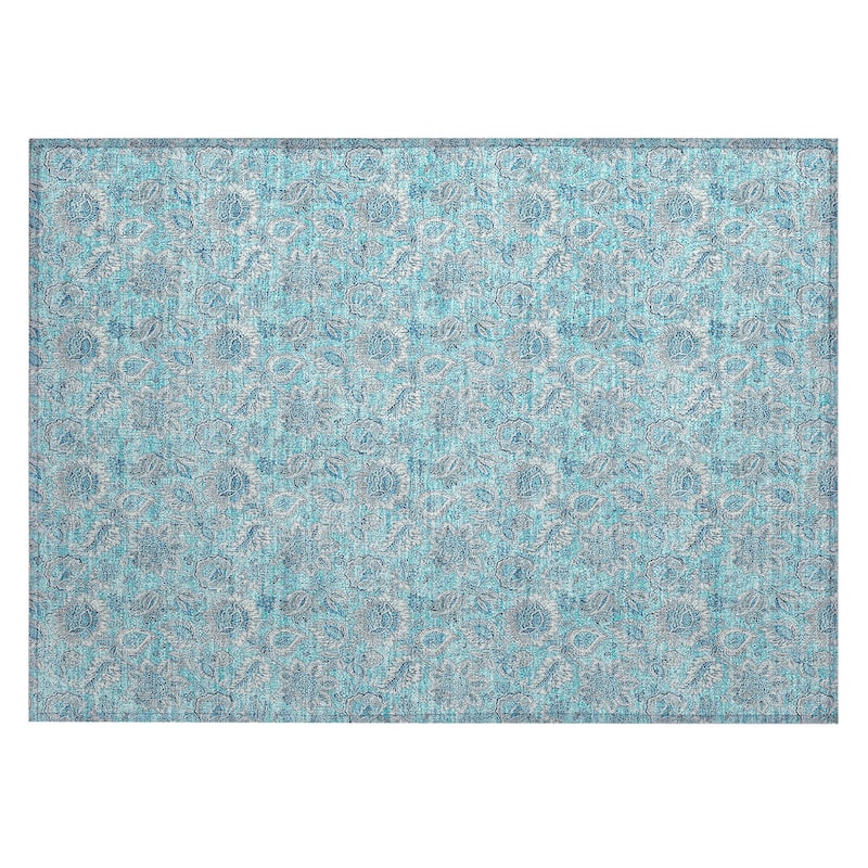 Machine Washable Indoor/ Outdoor Chantille Floral Farmhouse Rug