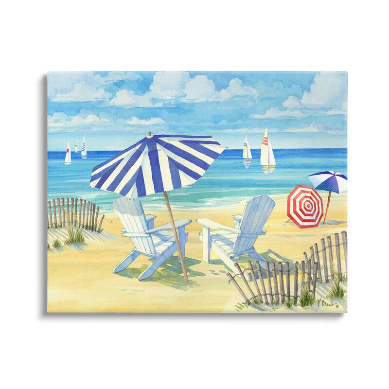 Stupell Summer Sun Sailboat Chairs Stretched Canvas Wall Art, Design by Paul Brent - 20 x 16