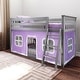 preview thumbnail 12 of 113, Max and Lily Twin over Twin Low Bunk with Curtains Grey with Purple/White Curtain