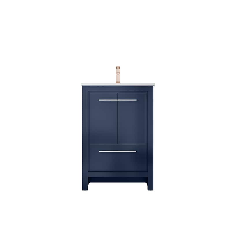 Lafarre Bath Vanity Cultured Marble Top, Sink and Rose Gold Faucet - 24 inch - Navy Blue