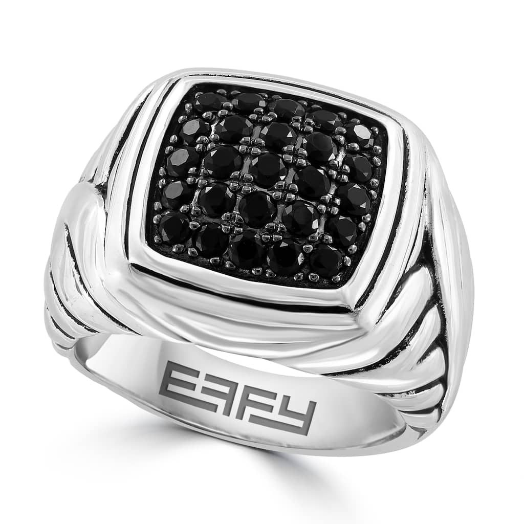EFFY Men's 925 Sterling Silver Black Spinel Ring
