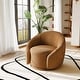 preview thumbnail 56 of 70, 35" Wide Velvet/ Boucle Swivel Barrel Accent Chair