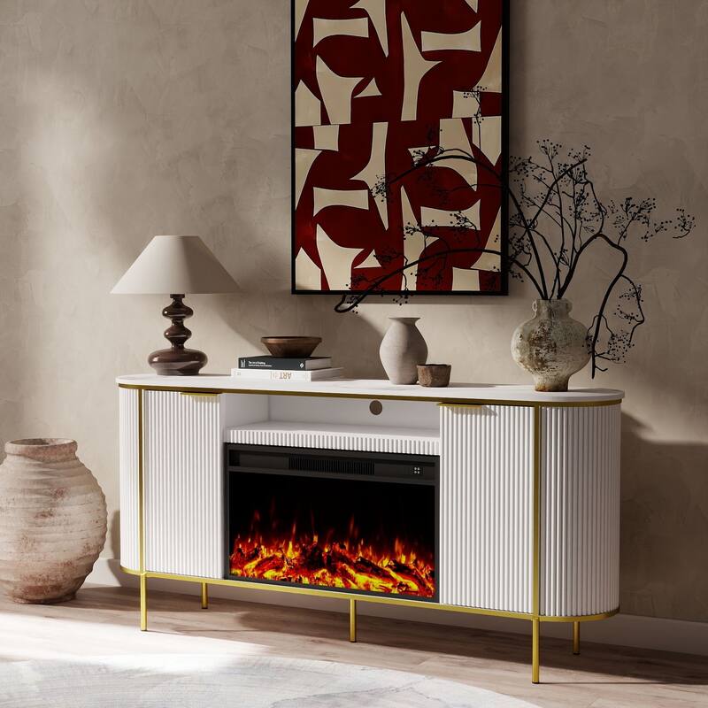 67" Entrainment CentersTV Stand with Fireplace for TVs up to 75"