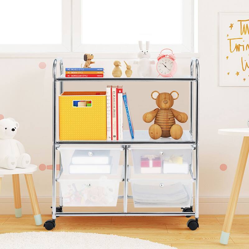 Costway 4Drawer Rolling Storage Cart shelf Scrapbook Paper Office - See Details