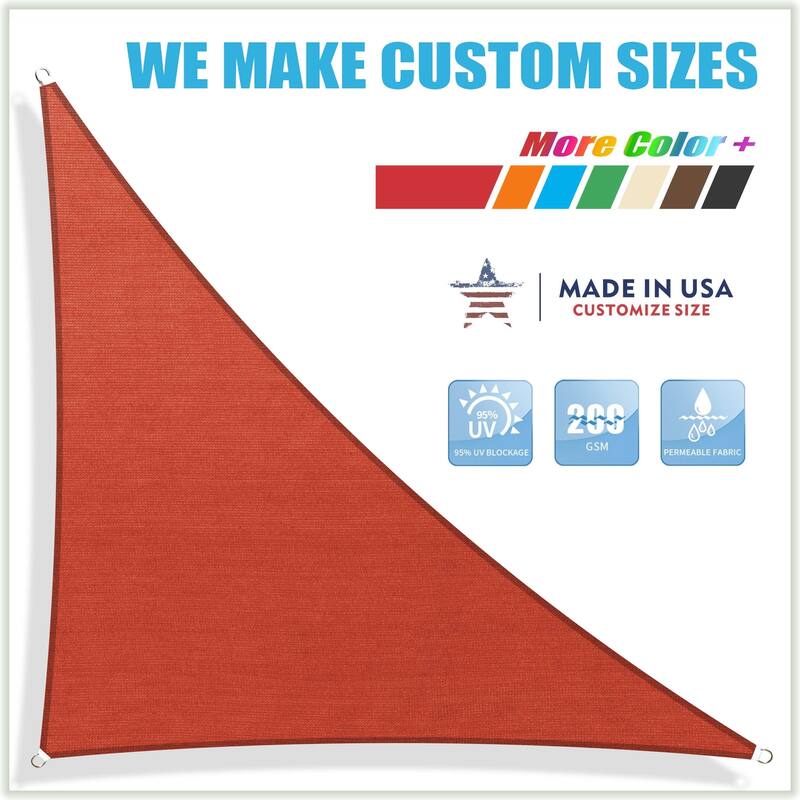 ColourTreeUSA Custom Size Red Right Triangle Sun Shade Sail Canopy UV Block - 19' x 20' x 27.6' - Red