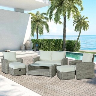 6-Piece Wicker Outdoor Sectional Set with Cushions - Bed Bath & Beyond ...
