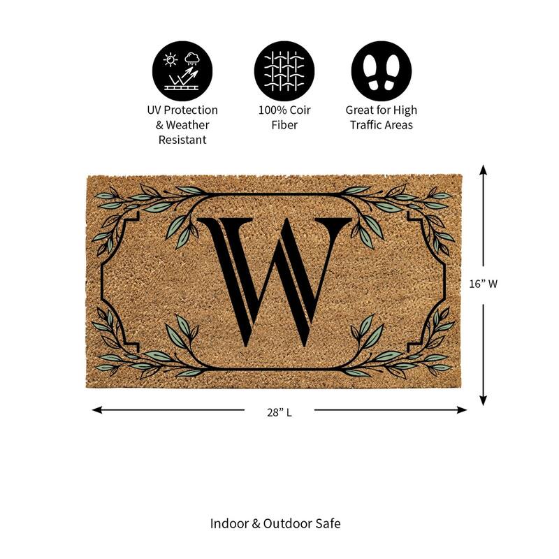 28 in. x 16 in. Monogram Coir Mat, Letter "W"