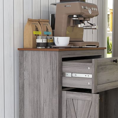 Farmhouse Accent Cabinet with Barn Doors, Drawer & Adjustable Shelf, Grey