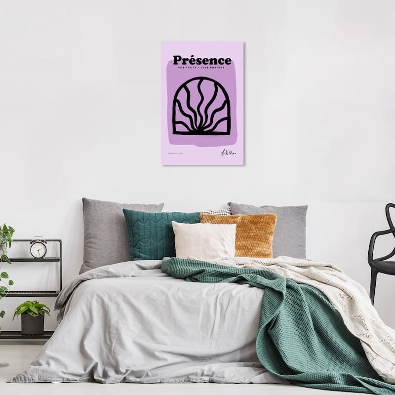 Wynwood Studio Canvas Advertising Positive Presence Poster Purple and Light Purple Modern & Contemporary Wall Art Canvas Print - 16 x 24