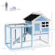 PawHut 48" Wooden Rabbit Hutch Bunny Cage with Waterproof Asphalt Roof, Fun Outdoor Run, Removable Tray and Ramp