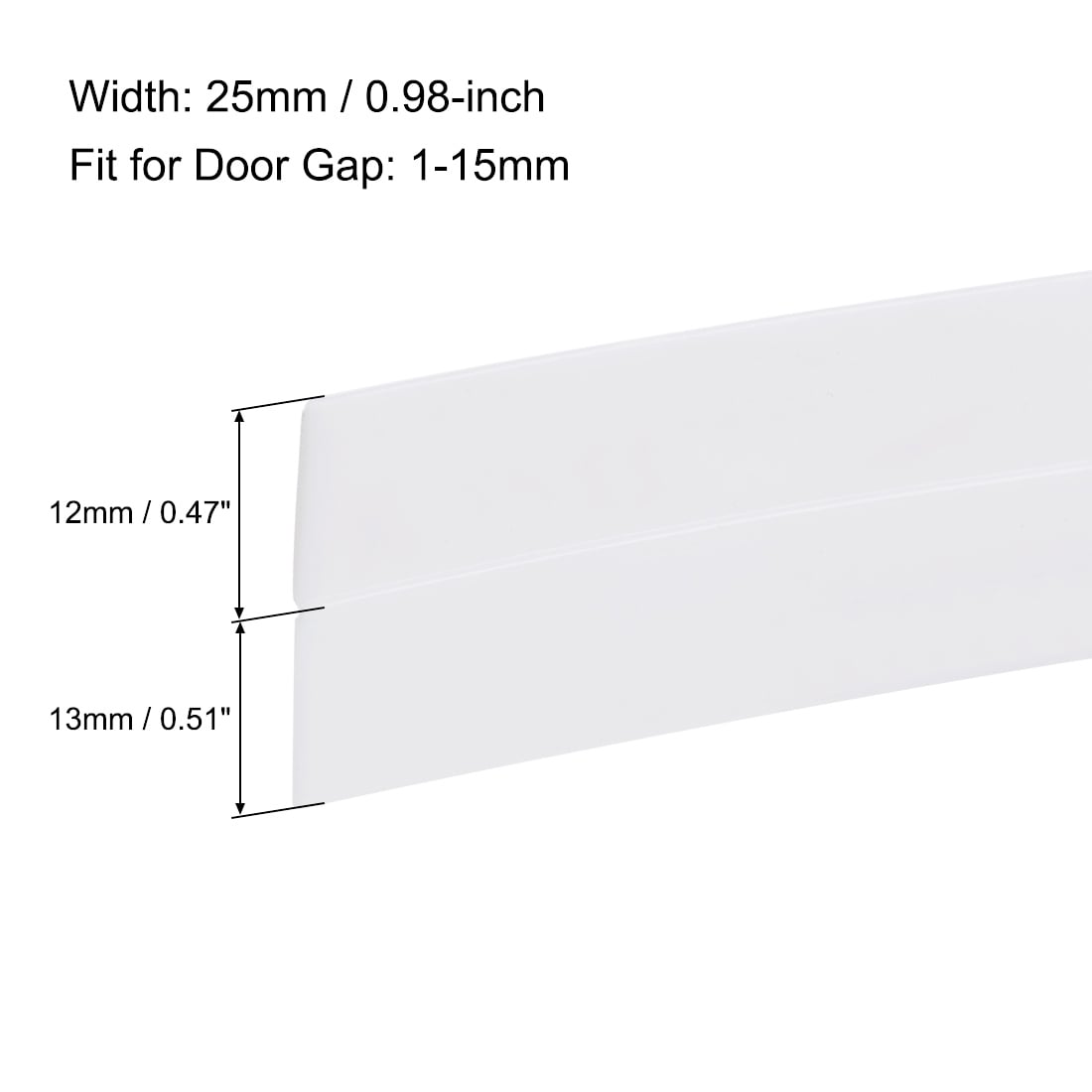 White 25mm Width 1M Long Self Adhesive Weather Stripping Frameless Door Seal