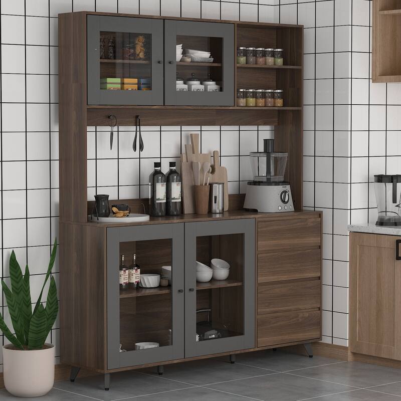 63'' Wide Tempered Glass Door Storage Equipped Sideboards & Buffets