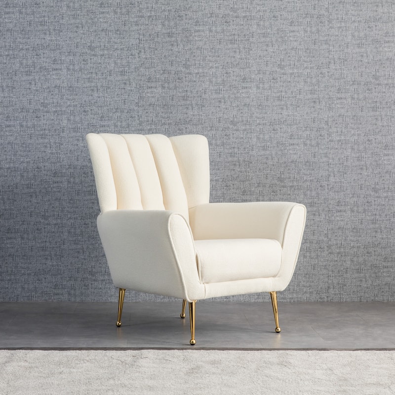 Adelina Mid Century Upholstered French Boucle Lounge Chair