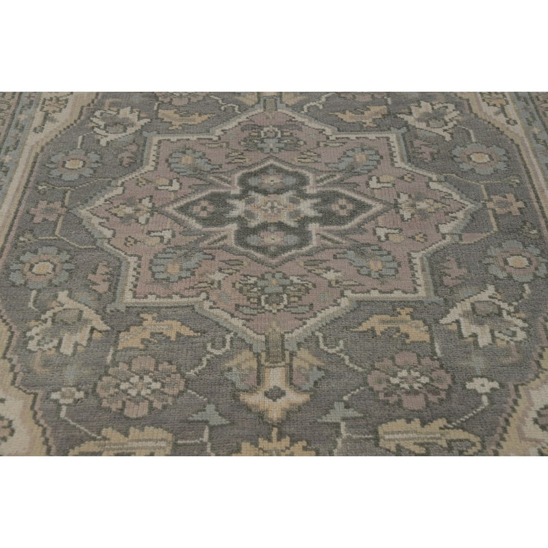 Transitional Gray Oushak Area Rug Handmade Wool Carpet - 5'11" x 8'11"