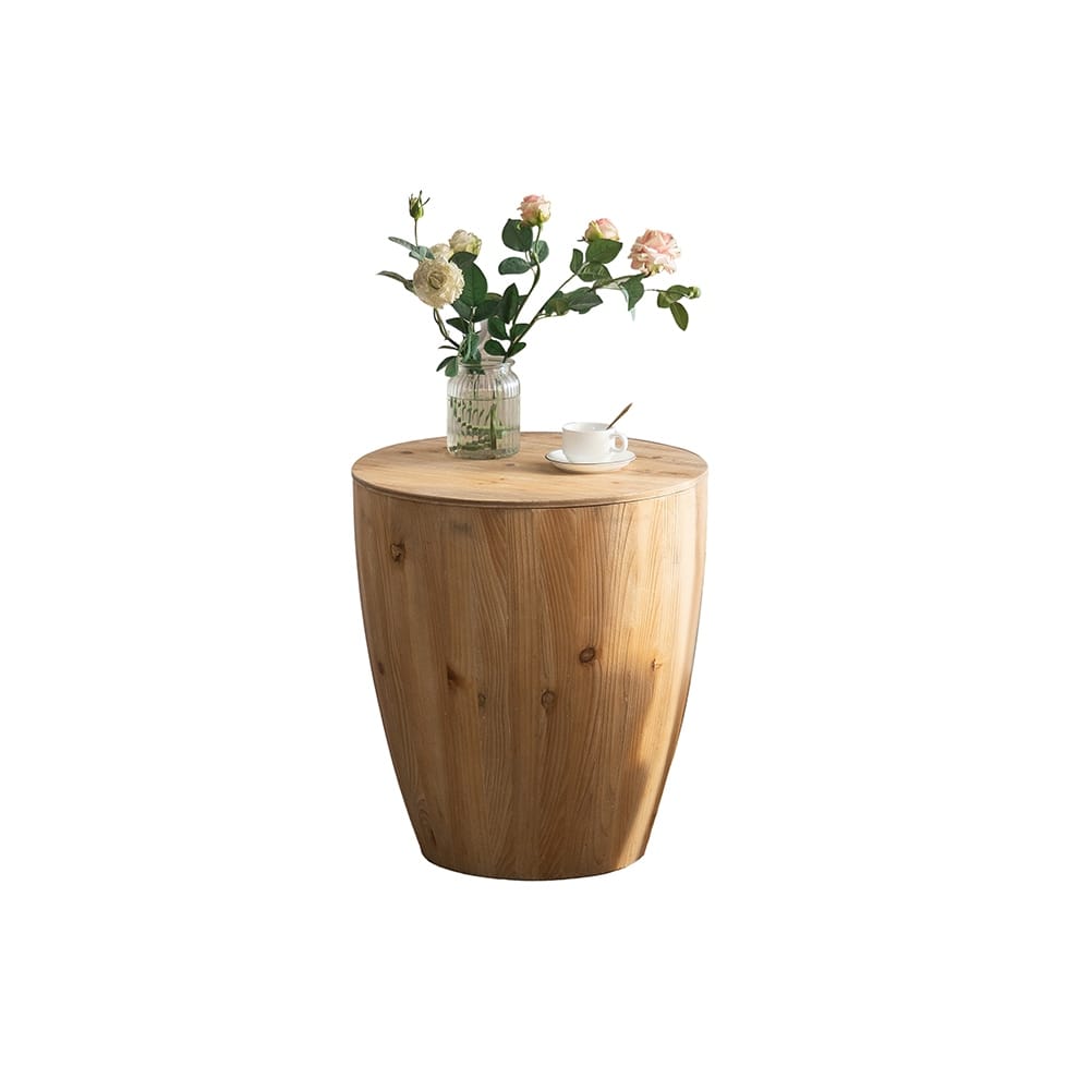 21.06" Farmhouse Coffee Table With Storage Function Barrel Shaped Wooden Tea Table Home Furniture For Small Space