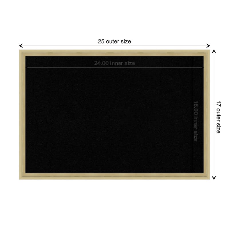 Lucie Wood Framed Black Corkboard Bulletin Board - Lucie Champagne - Board Size 24x16