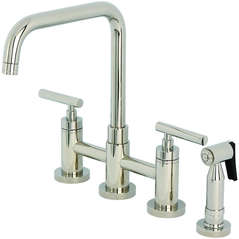 Kingston Brass KS828.CMLBS Manhattan 1.8 GPM Bridge Kitchen Faucet - Polished Nickel