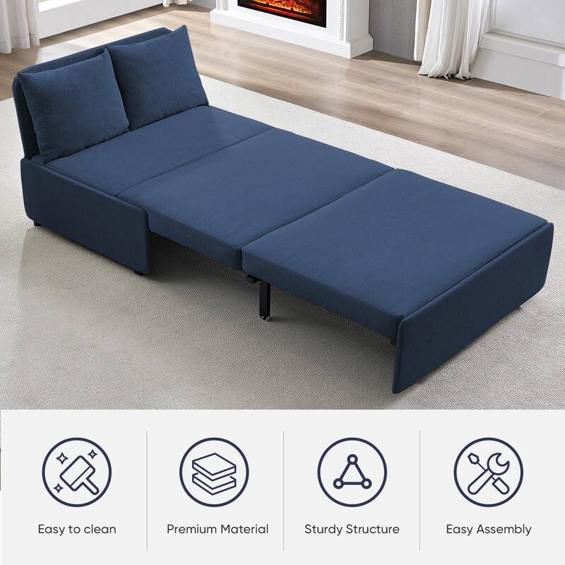 Mixoy Full Size Queen Size Sofa Bed,2 in 1 Convertible Linen 1-Seater/Loveseat Sleeper Sofa Couch with Cushions