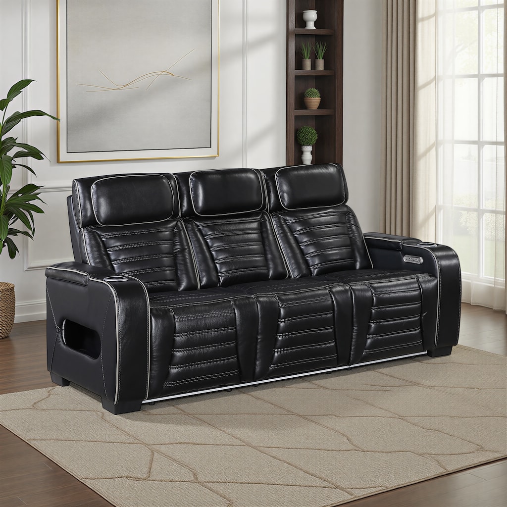 Arbor 84" Leather Power Double Reclining Sofa with Power Headrest