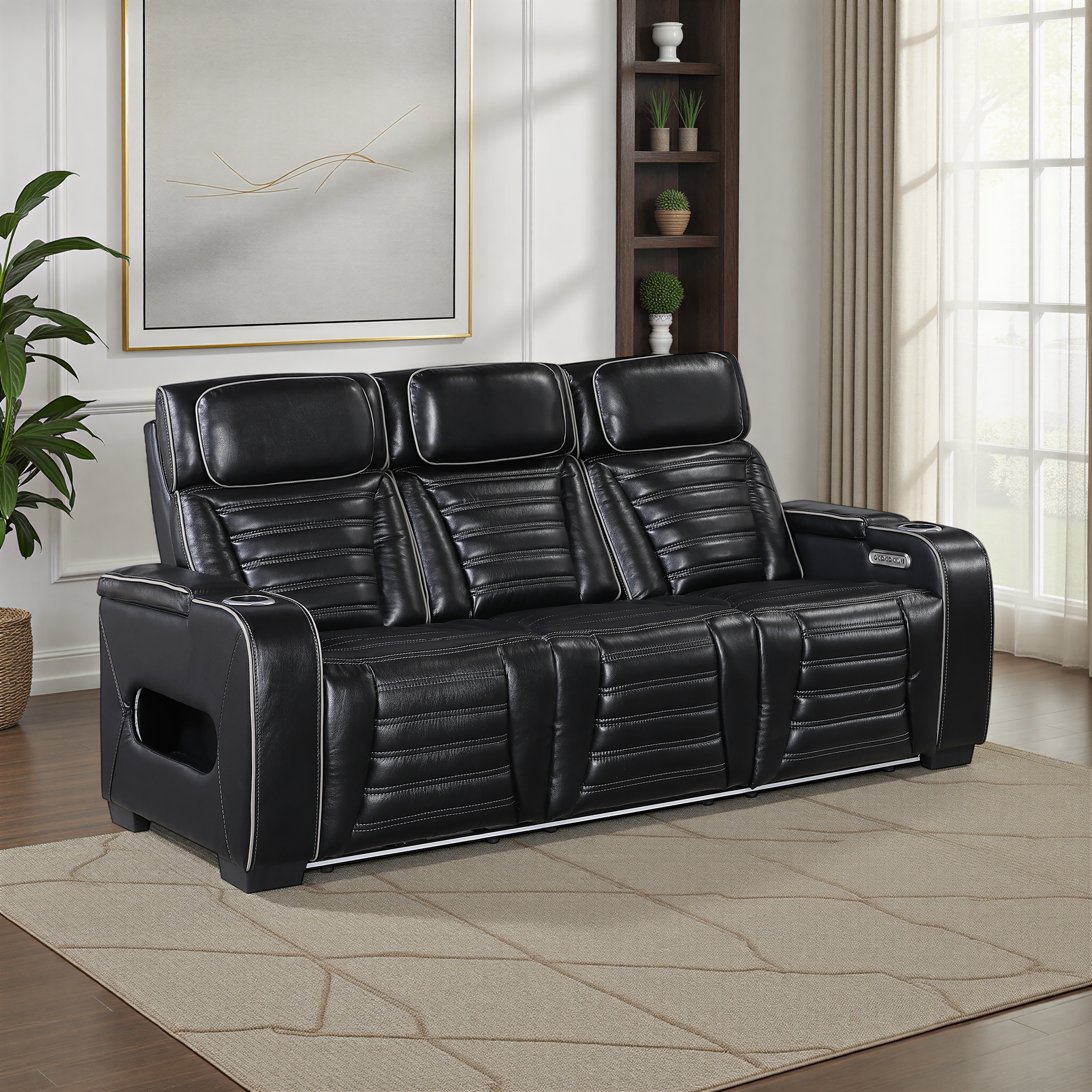 Arbor 84" Leather Power Double Reclining Sofa with Power Headrest