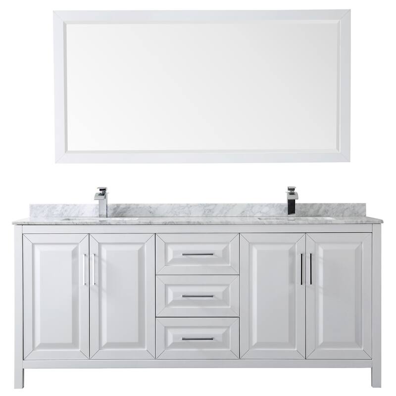 Daria 80-inch Double Vanity, Marble Top, 70-inch Mirror