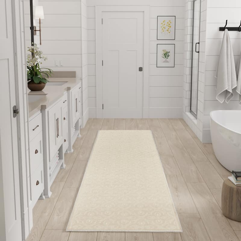 Nourison Washable Charm Indoor only Floral Area Rug - Ivory - 2' x 6'