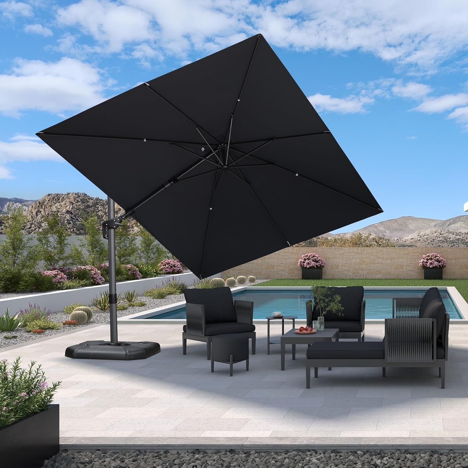 How Much Sand In Cantilever Patio Umbrella PURPLE LEAF LED Patio