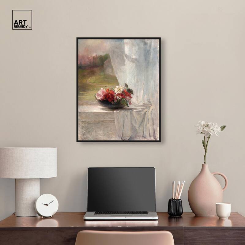 Flowers on a Window 1861 Canvas by Art Remedy