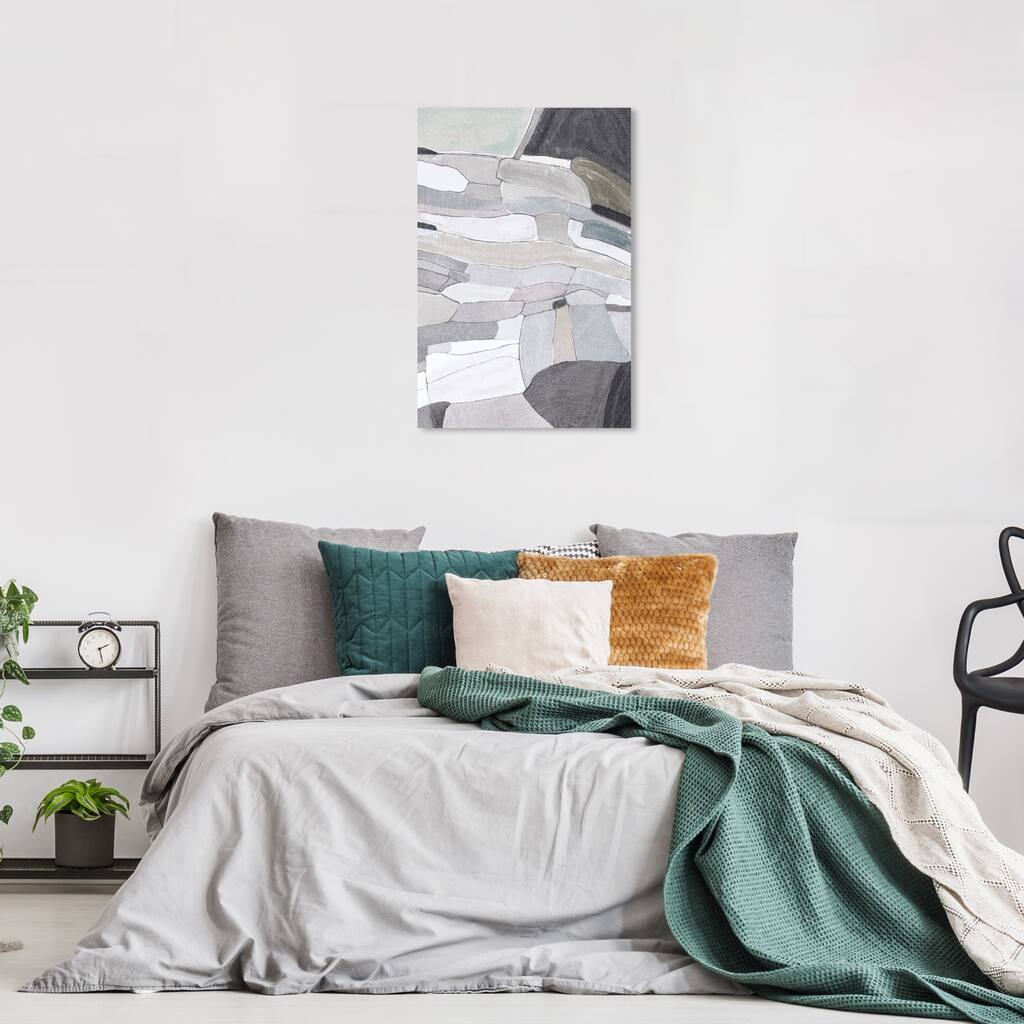 Wynwood Studio Canvas Abstract Rock Cascade Gray and Modern & Contemporary Wall Art Canvas Print
