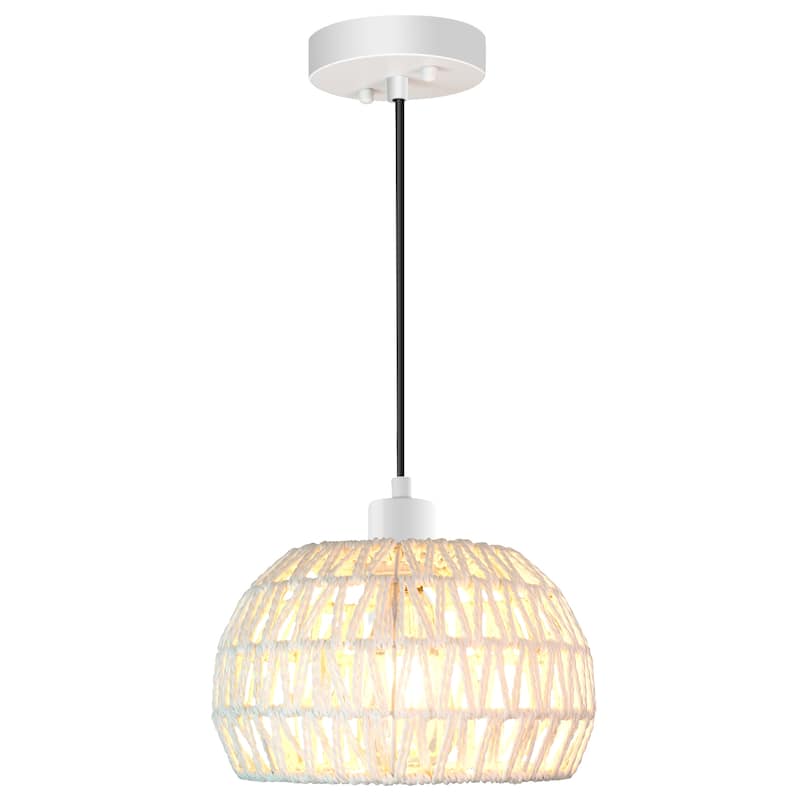 Rattan Pendant Light Boho Chandelier Natural Woven Pendant Light - 1-Light