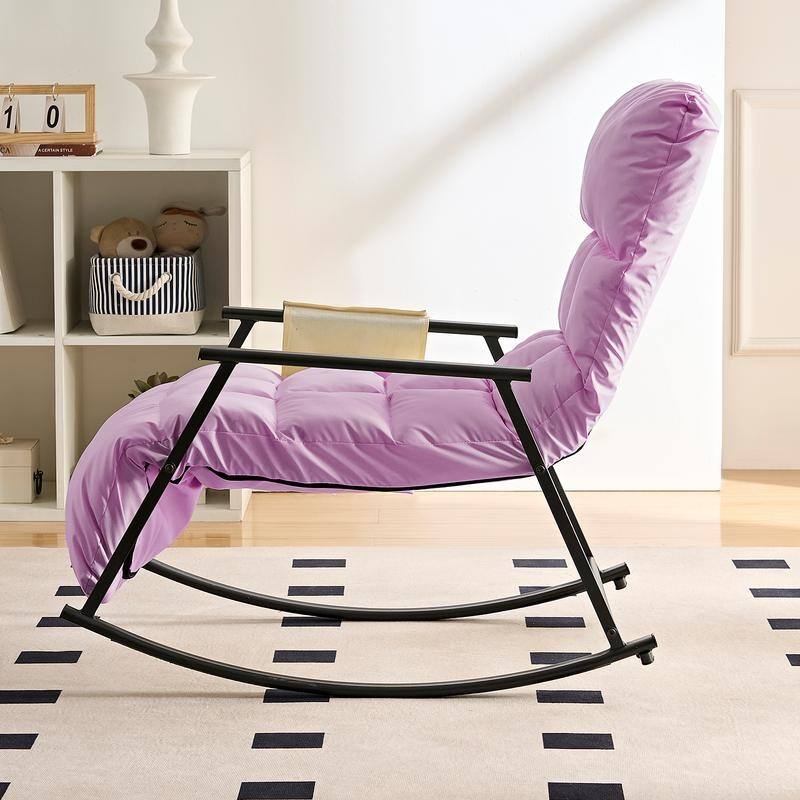 Mixoy Modern Adjustable Rocking Chair,Lounge Nursery with Iron Frame with Storage Pocket