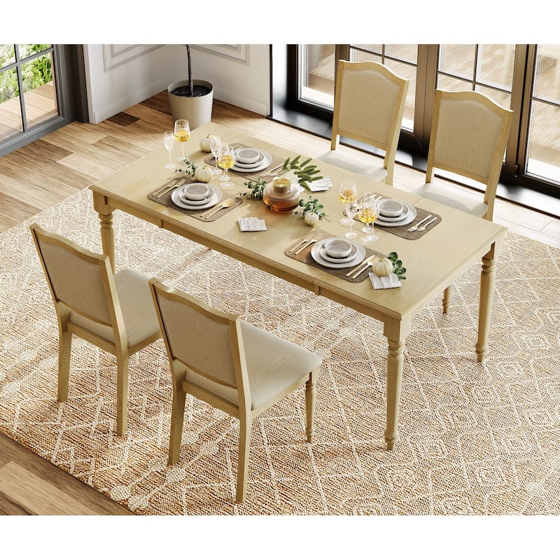 Farmhouse Dining Table for 6-8, Rubber Wood Dinner Tables for Kitchen - 70 Inch