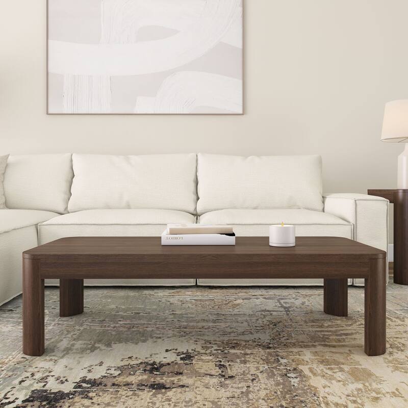 Plank and Beam Contour Curved Rectangular Coffee Table - 54"