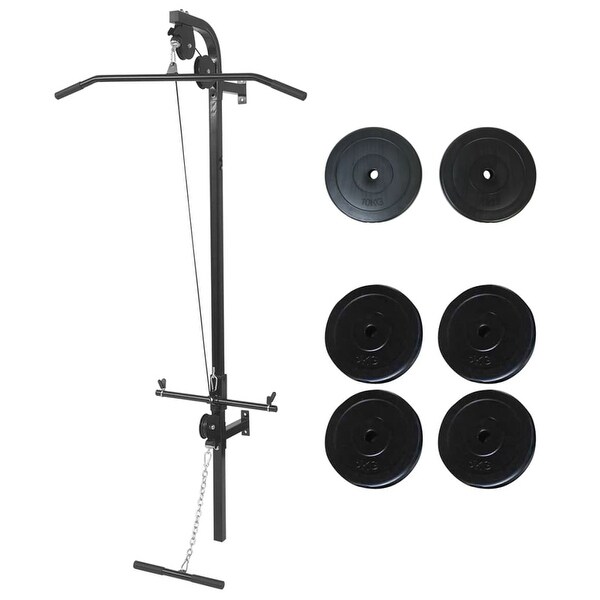 vidaXL Wall mounted Power Tower with Weight Plates 88.2 lb Bed