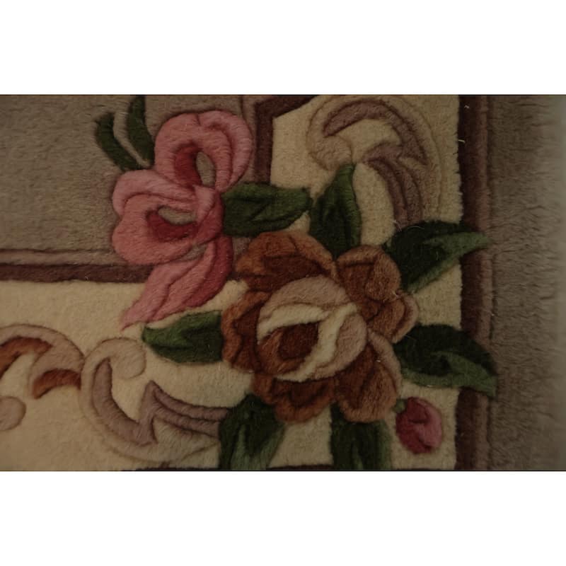 Hand Knotted Oriental 100% Wool Carpet Traditional Floral Brown Art Deco Area Rug - 3' 4'' X 2' 0''