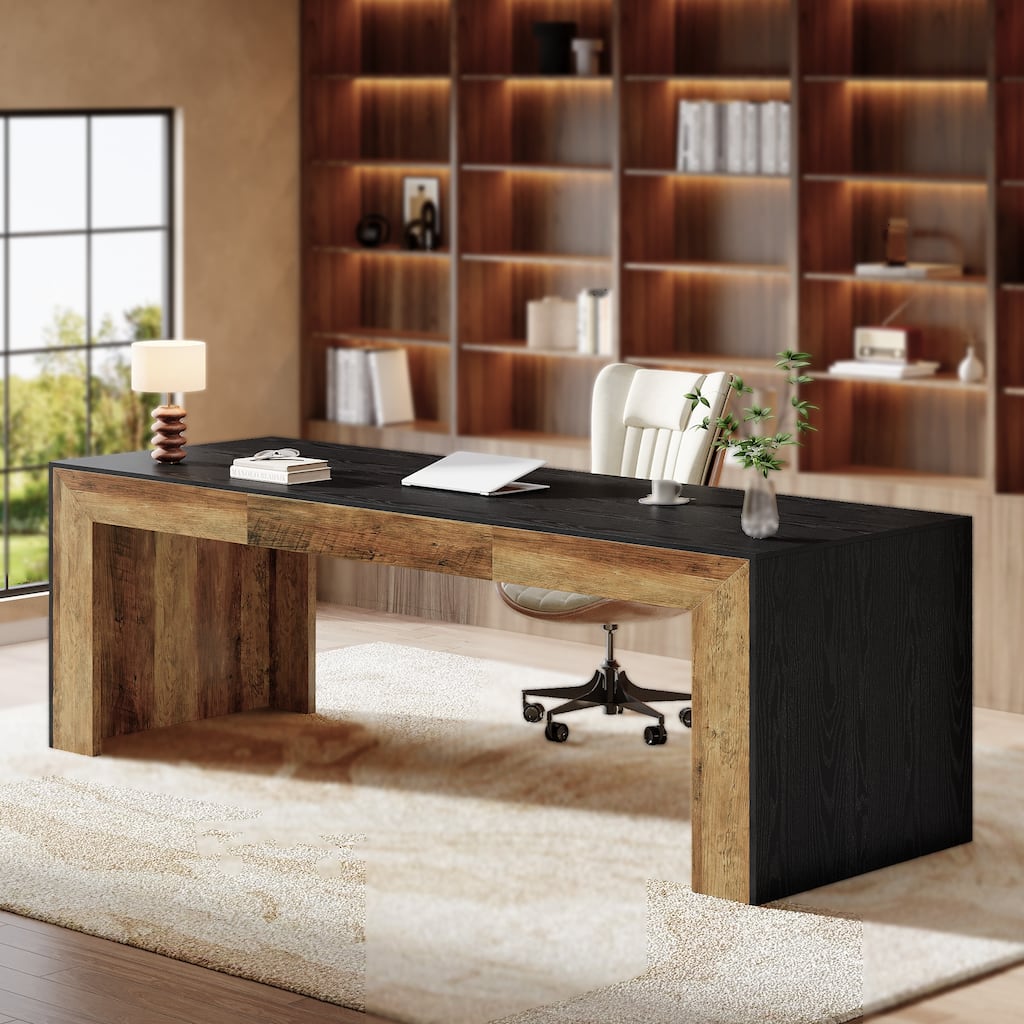 78.7-Inch Long Computer Desk for 2 People, Farmhouse Executive Desk