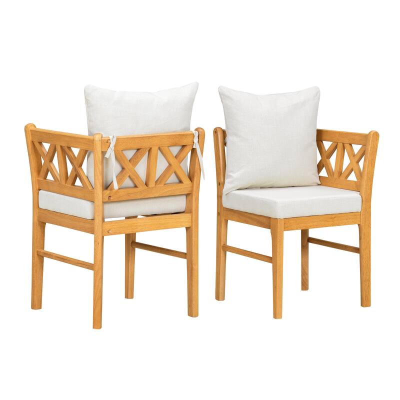 Farmhouse Dining Chairs with Rattan Backrests, Modern Kitchen Corner Chair with Rubber Wood Legs, Wooden Side Chairs, Set of 2
