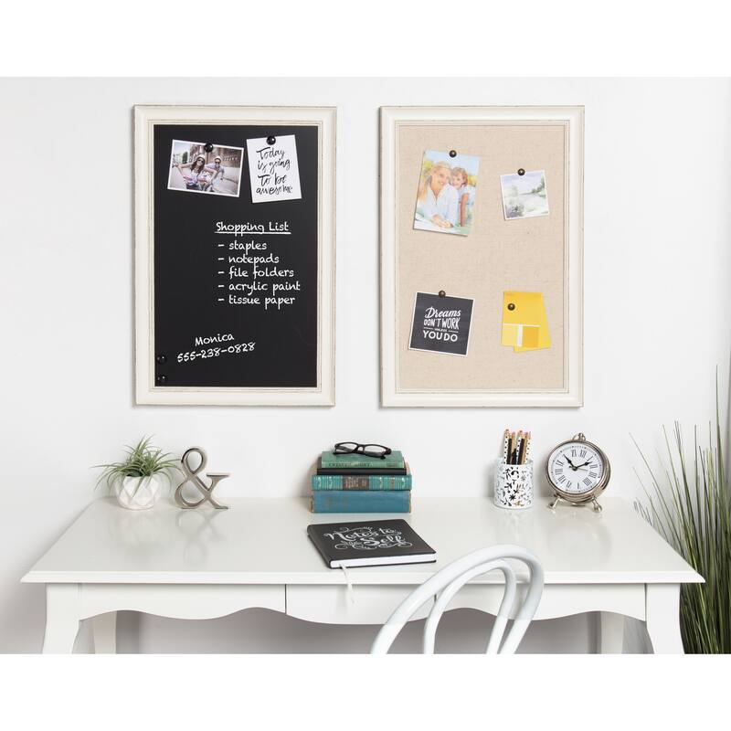 DesignOvation Macon Framed Linen Fabric Pinboard